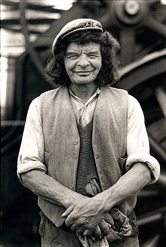 Steam engine man, Somerset, England