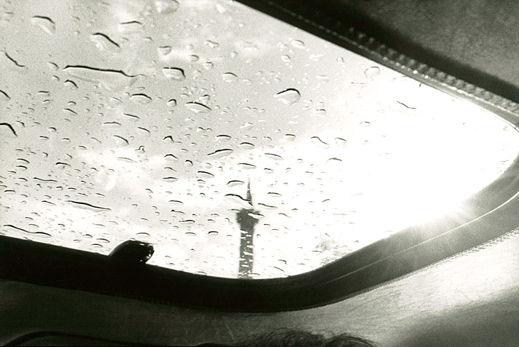 Nelsons Column through sun roof, Trafalgar Square, London